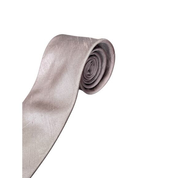 Vintage Hanover Mens Tan Dupioni Silk Tie Classic Solid Dapper Made In USA - Picture 3 of 7